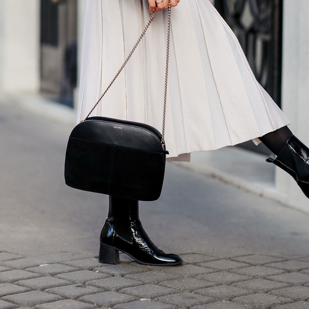 Sezane Suede Leather Crossbody Bag